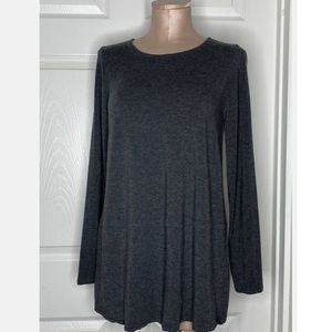Eileen Fisher Gray Cotton Long Sleeve Tunic Top
